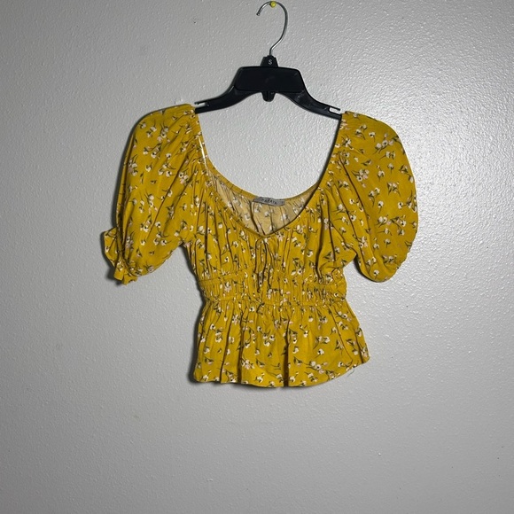 Papaya Women Floral Print Yellow crop Off the Shoulder top size S - Picture 1 of 7